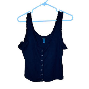 Wild Fable Shirt Ribbed Black Crop Tank Top XS
